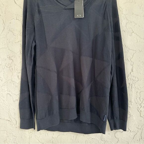ARMANI EXCHANGE Sweater Mens XXL Pullover Shawl Neck Long Sleeve Cotton Blend - Picture 3 of 9